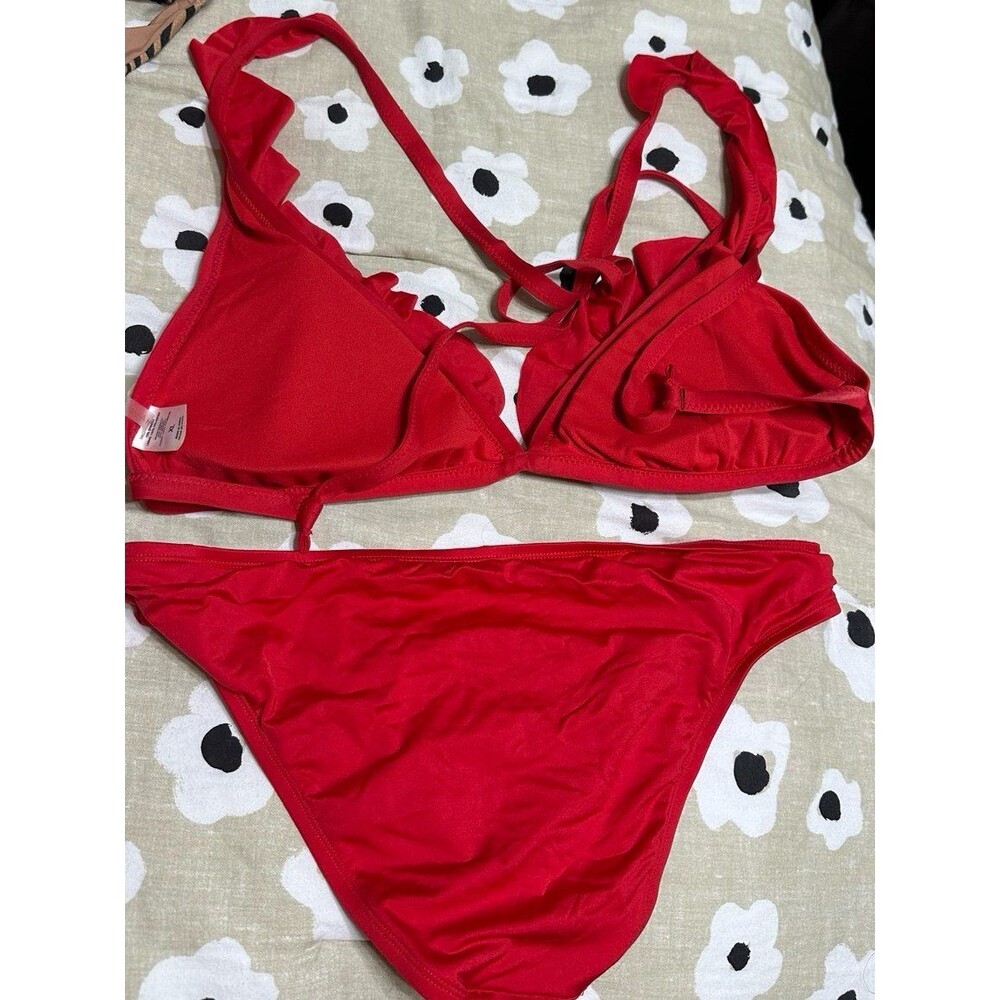 Shade & Shore Red Ruffle Bikini Set - Picture 2 of 2